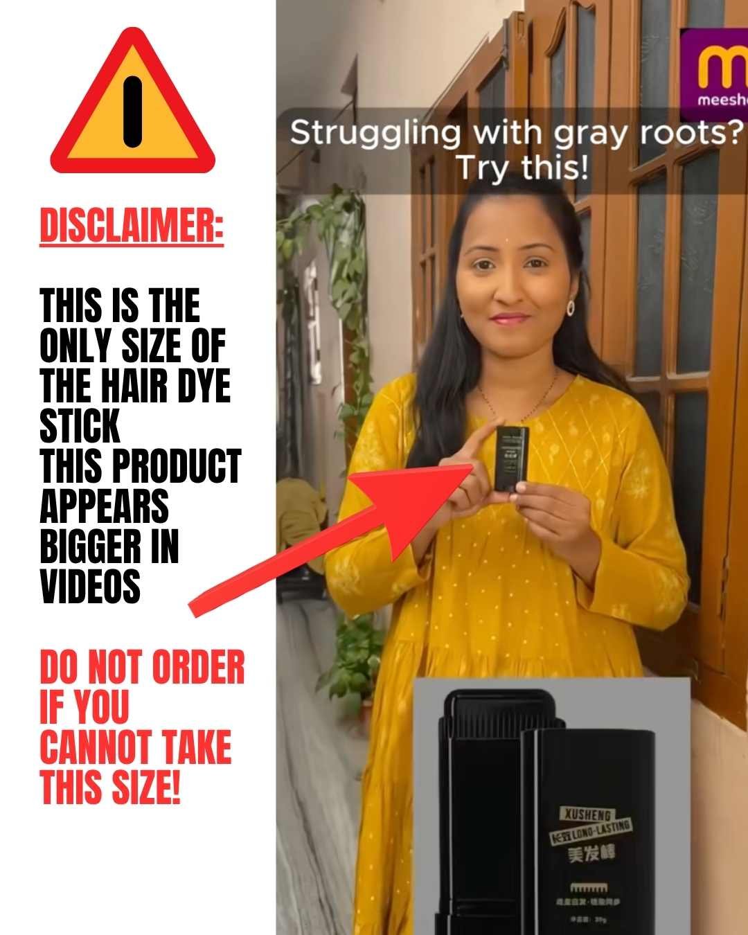 DISCLAIMER THIS IS THE ONLY SIZE OF THE HAIR DYE STICK THIS PRODUCT APPEARS BIGGER IN VIDEOS DO NOT ORDER IF YOU CANNOT TAKE THIS SIZE